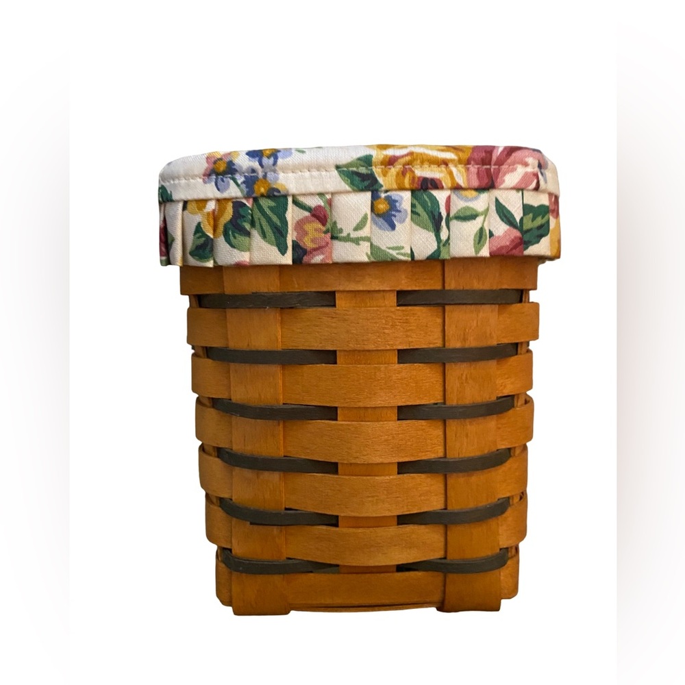 Vintage 1995 Longaberger Tall Square Basket Floral Liner Protector w/Lid 6” Tall